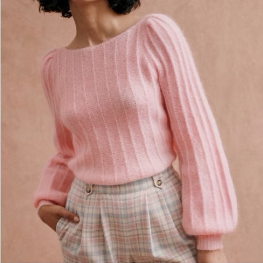 EUC Sézane Aretha Mohair Jumper Sweater M candy pink